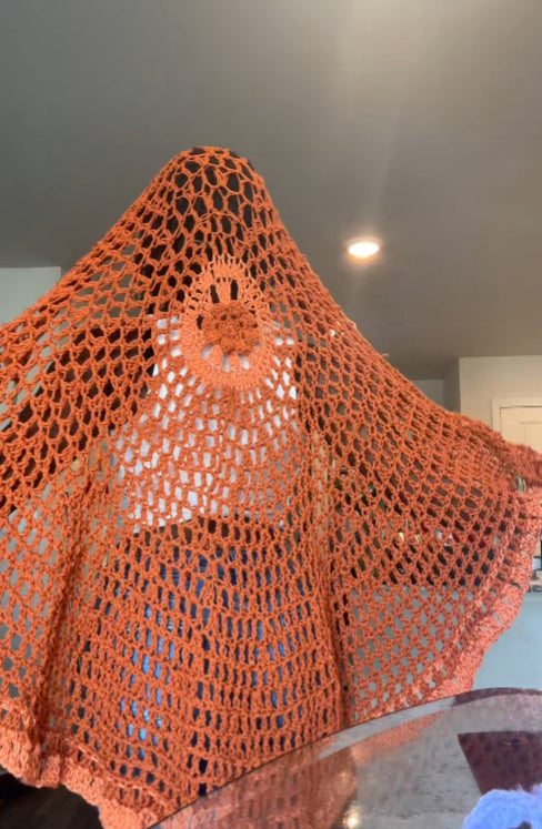 Orange Blossum Crochet Hooded Veil pattern