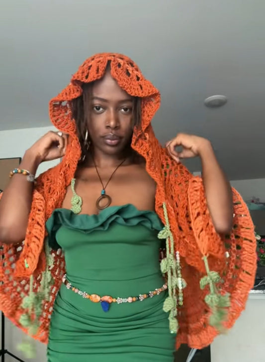 Orange Blossum Crochet Hooded Veil pattern